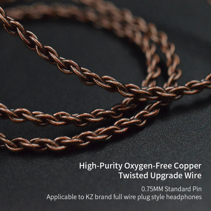 KZ Earphone Original cable high-purity Oxygen-free Copper Upgrade Cable KZ Headset Cable For KZ ZAX ZSX ZS6 ZST ZSR ZS10 PRO