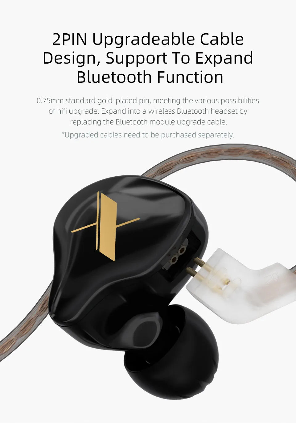 KZ EDX 1DD In Ear Earphones HIFI Bass Earbuds Monitor Earphones Sport Noise Cancelling Headset Silver-plated Cable KZ ZEX EDS