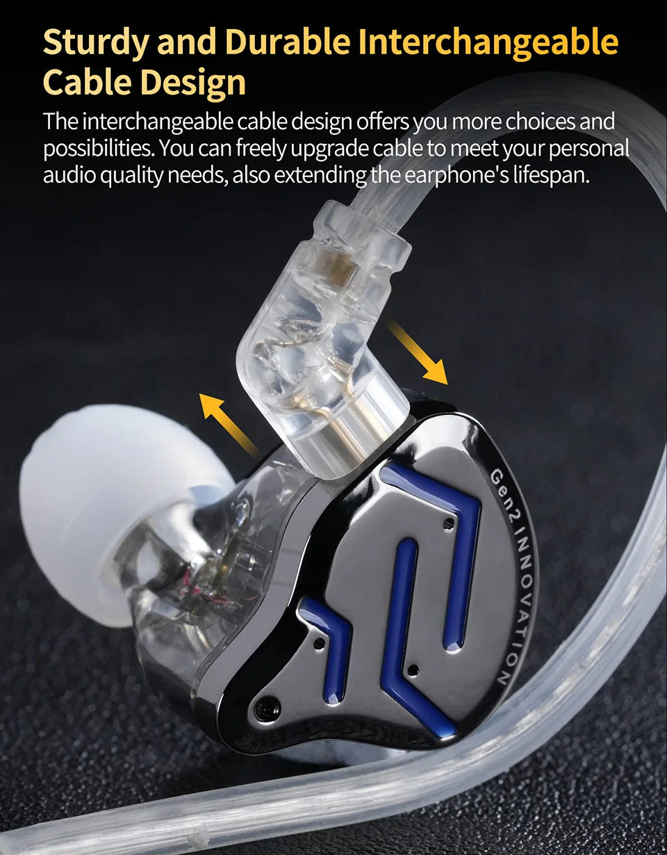 KZ ZSN Pro 2 1BA+1DD Hybrid Driver In Ear Earphone HIFI Bass Earbuds Metal Monitor Earphone Sport Headset Interchangeable earph