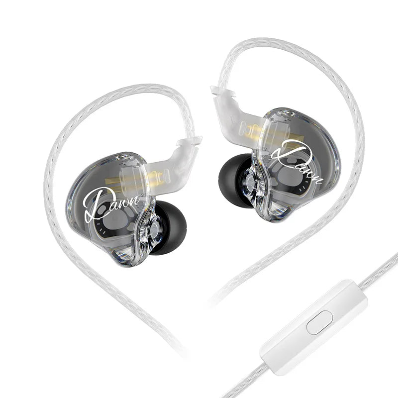 KZ Dawn 10mm Large-Diameter Dynamic Driver Unit In-ear Earphones Hifi Monitor Sound Quality Earbud Silver-plated/OFC Flat Cable