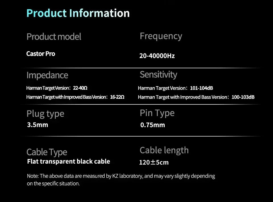KZ Castor PRO in Ear Earphones Dynamic High-end Tunable Earbuds HiFi Sound Quality Bass Headsets Music Game Headphones IEMs