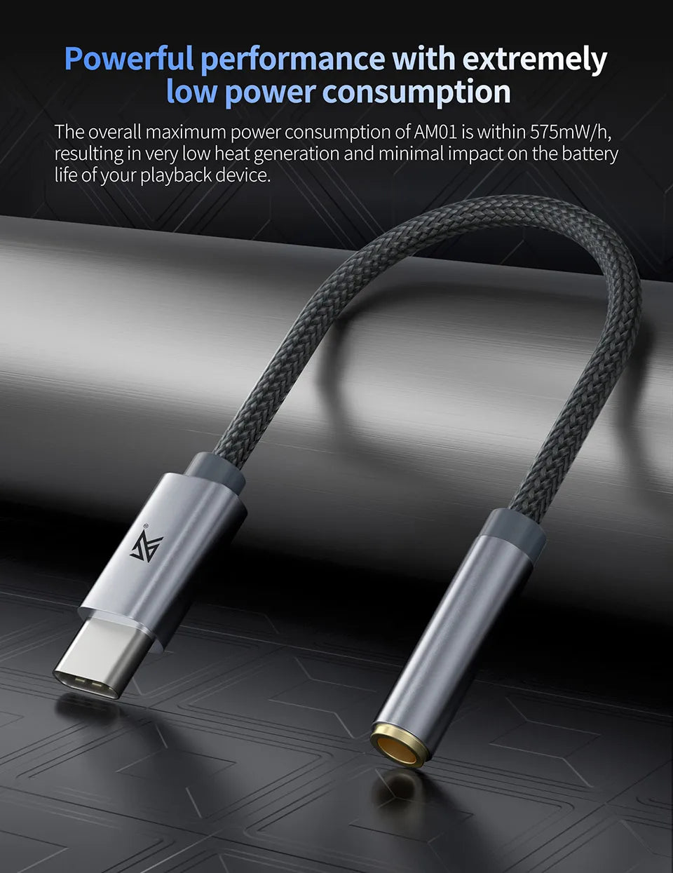KZ AM01 Type-C audio adapter for 3.5 mm 32-bit/384 kHz Hi-Fi DAC + amplifier IC dual-chip headphone audio cable