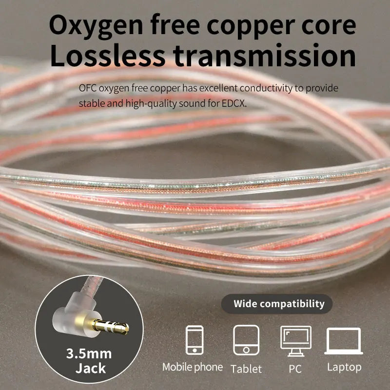 KZ EDCX In Ear Earphones Dynamic Wired Earphones Noise Reduction 3.5mm Plug Stereo Earphones Sports Game Earphones