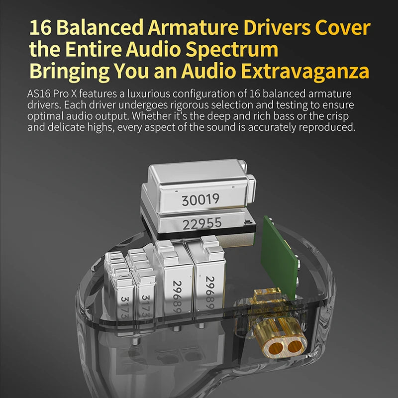 KZ AS16 PRO X in-ear headphones 8 balanced armature headphones three-channel acoustic duct structure HiFi headphones