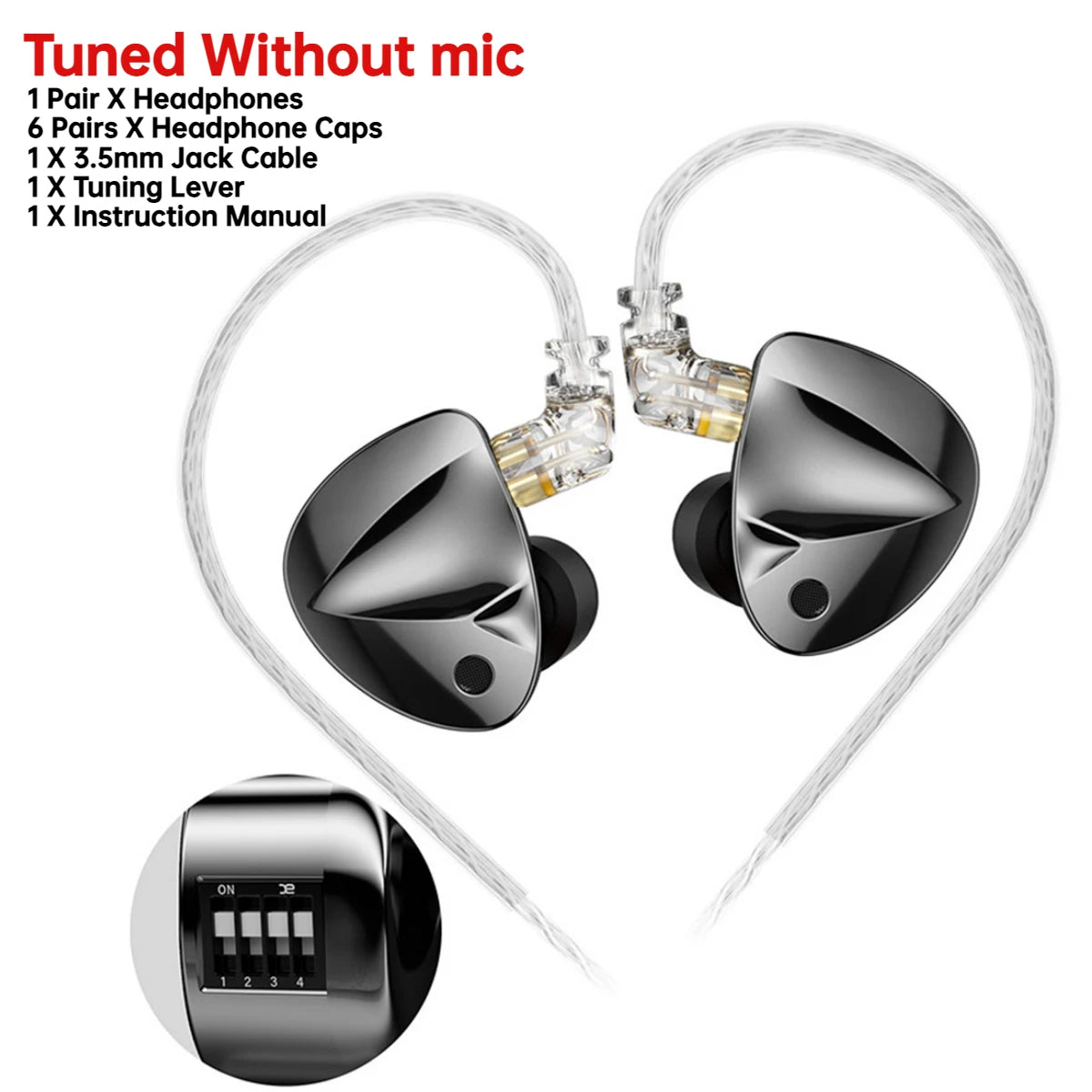 KZ D-Fi Wired Headphones 4-Level CustomizableTuning Switch HiFi Bass Earphone Dynamic In-Ear Monitor Earbuds 3D Stereo Headset