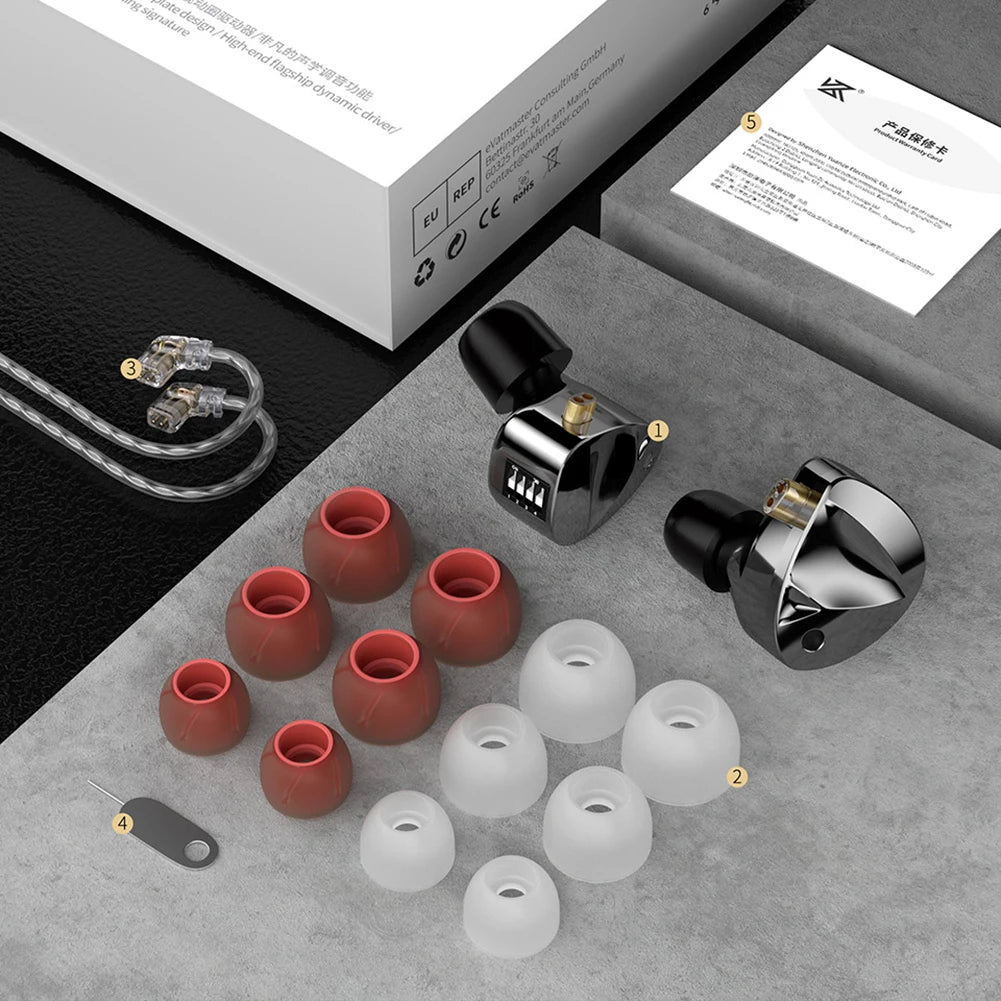KZ D-Fi Wired Headphones 4-Level CustomizableTuning Switch HiFi Bass Earphone Dynamic In-Ear Monitor Earbuds 3D Stereo Headset