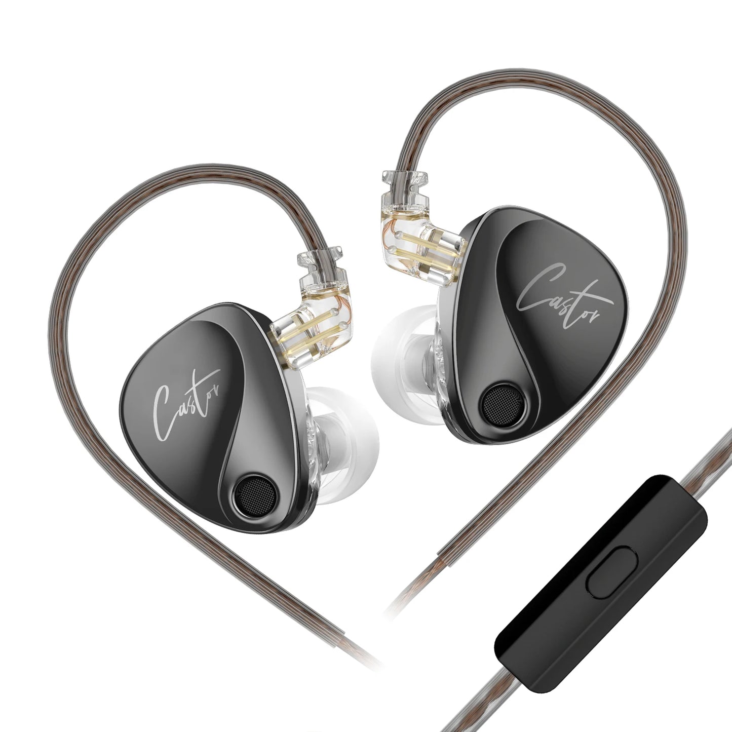 KZ CastorIEM adjustable dual driver subwoofer wired earphones 2PIN-C detachable cable dual dynamic driver wired earphones
