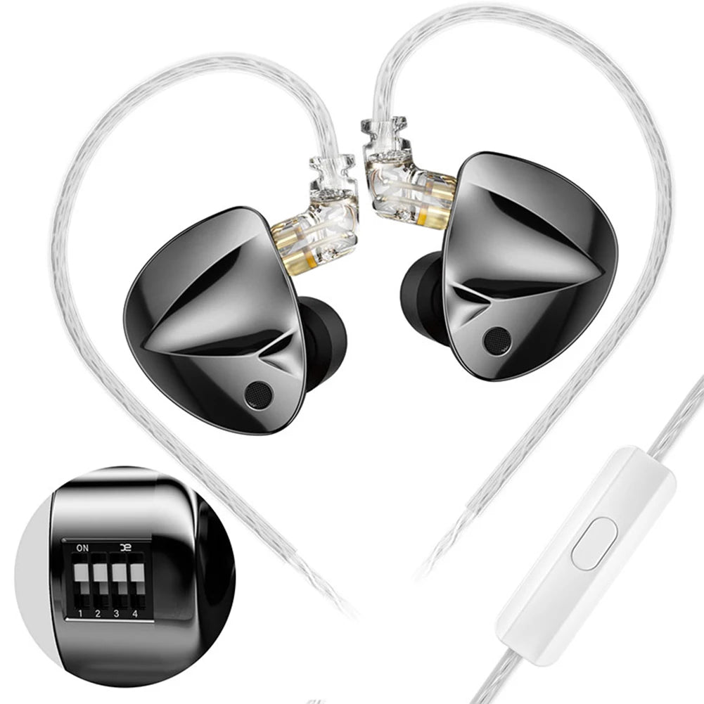 KZ D-Fi Wired Headphones 4-Level CustomizableTuning Switch HiFi Bass Earphone Dynamic In-Ear Monitor Earbuds 3D Stereo Headset