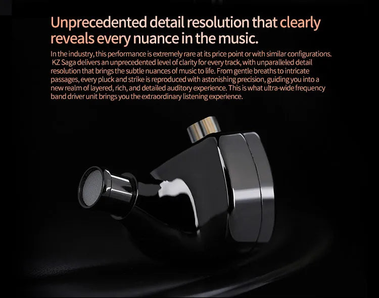 KZ Saga Inear HiFi Earphones Dynamic Tunable Balanced Armature Headphones 3.5mm Detachable Cable Monitor Noise Reduction Earbuds