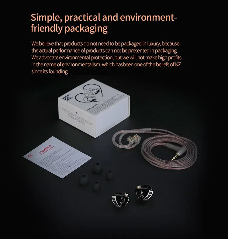 KZ Saga Inear HiFi Earphones Dynamic Tunable Balanced Armature Headphones 3.5mm Detachable Cable Monitor Noise Reduction Earbuds