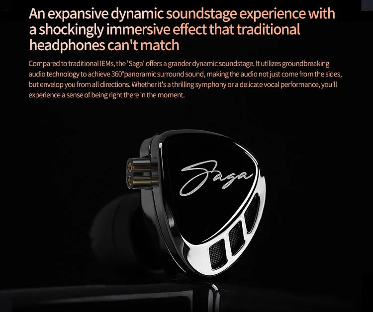 KZ Saga Inear HiFi Earphones Dynamic Tunable Balanced Armature Headphones 3.5mm Detachable Cable Monitor Noise Reduction Earbuds