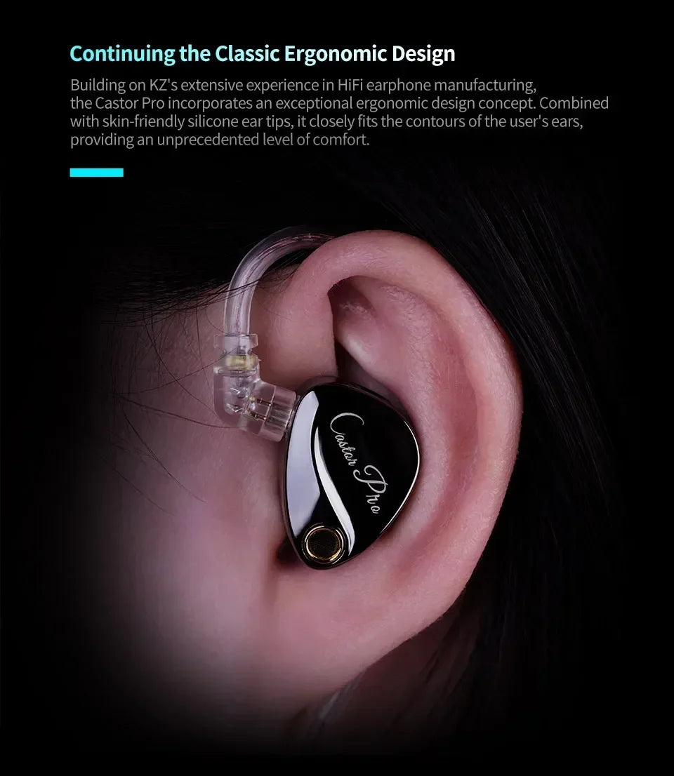 KZ Castor PRO in Ear Earphones Dynamic High-end Tunable Earbuds HiFi Sound Quality Bass Headsets Music Game Headphones IEMs