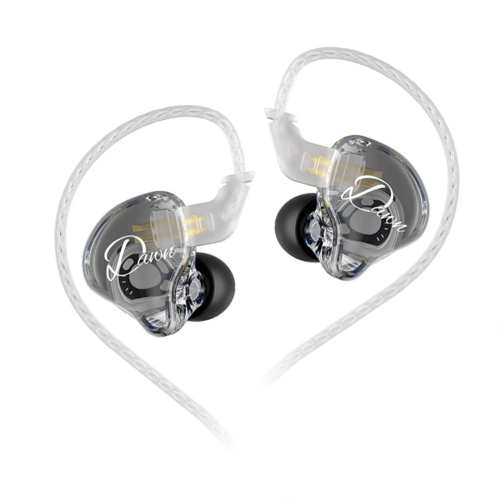 2025 NEW KZ Dawn Wired Headphone In-Ear HiFi IEM Transparent DJ Wired Music Headset Sports Gaming Custom Noise Reduction Earbuds