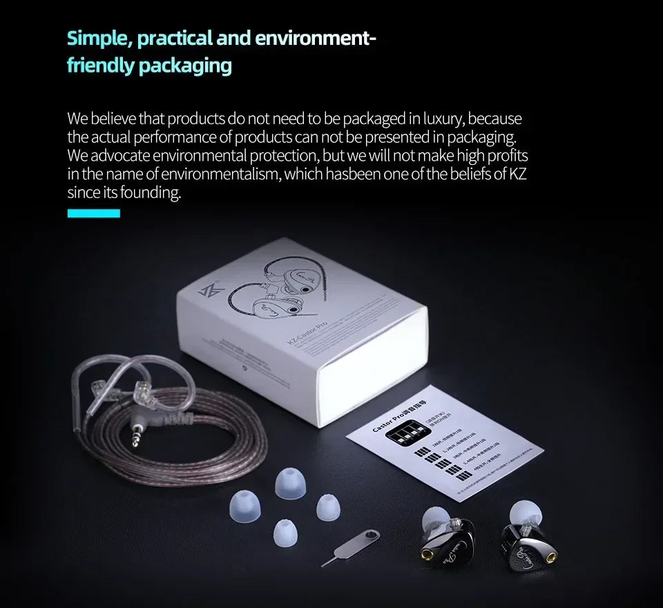 KZ Castor PRO in Ear Earphones Dynamic High-end Tunable Earbuds HiFi Sound Quality Bass Headsets Music Game Headphones IEMs