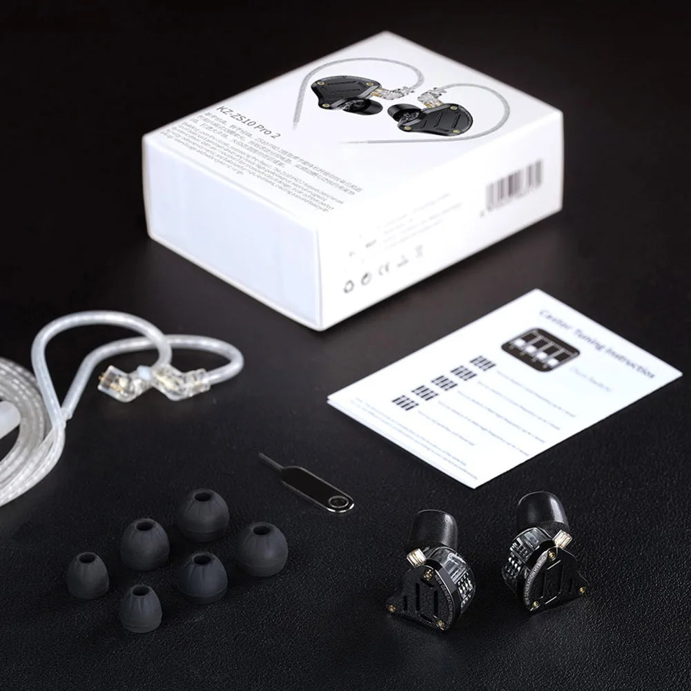 KZ ZS10 Pro 2 HIFI Bass Metal Earphone 4BA+1DD Dynamic Driver Earbud Wired Headset Noise Cancelling Sport Gaming Music Headphone