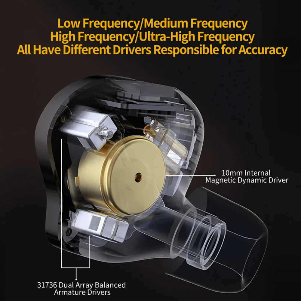 KZ ZS10 Pro 2 HIFI Bass Metal Earphone 4BA+1DD Dynamic Driver Earbud Wired Headset Noise Cancelling Sport Gaming Music Headphone