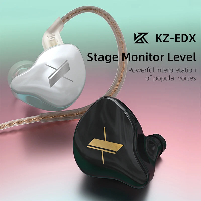 KZ EDX 1DD In Ear Earphones HIFI Bass Earbuds Monitor Earphones Sport Noise Cancelling Headset Silver-plated Cable KZ ZEX EDS