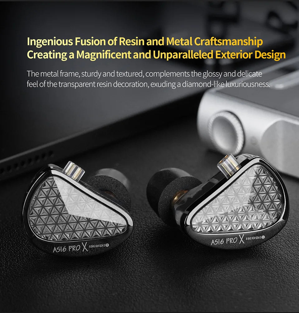 KZ AS16 PRO X in-ear headphones 8 balanced armature headphones three-channel acoustic duct structure HiFi headphones