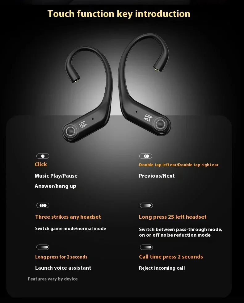 Kz An01 Ear-Hanging Earphone Wireless Bluetooth Active Noise Reduction Portable Earphone Hifi Audio Decoding Custom Muisc Gifts