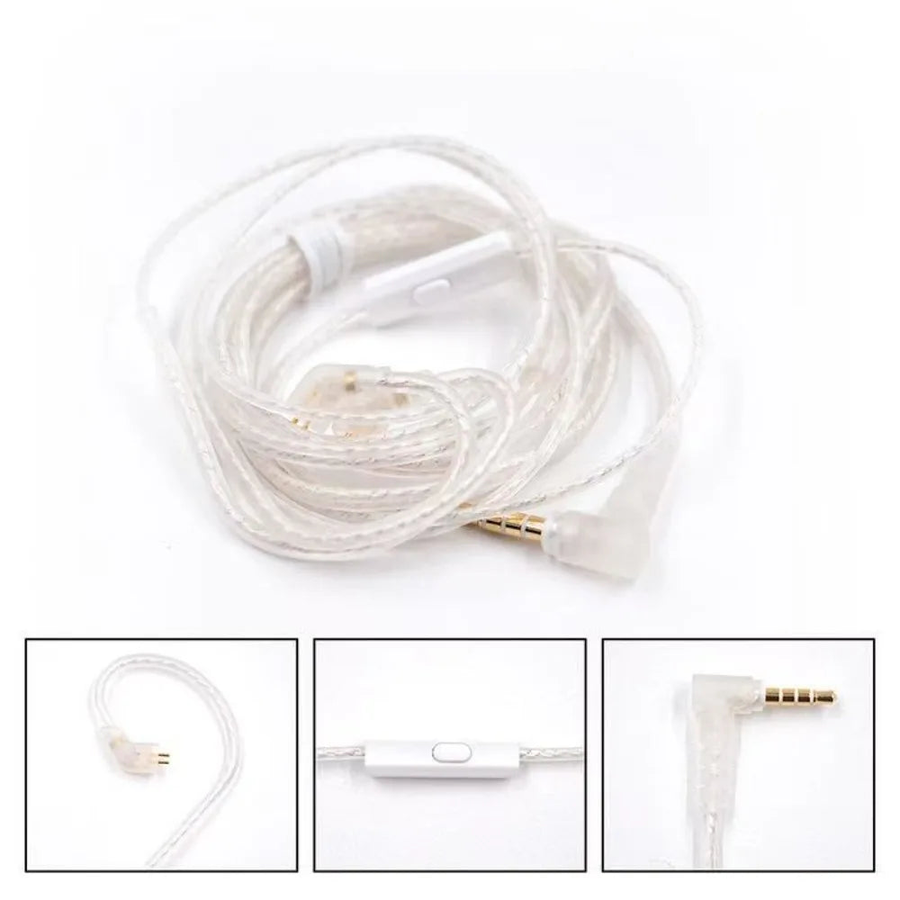 Silver Plated KZ Earphones Cables With Microphone Upgrade Cable KZ Headphones Wire High-Purity In Ear Wired Earphones KZ
