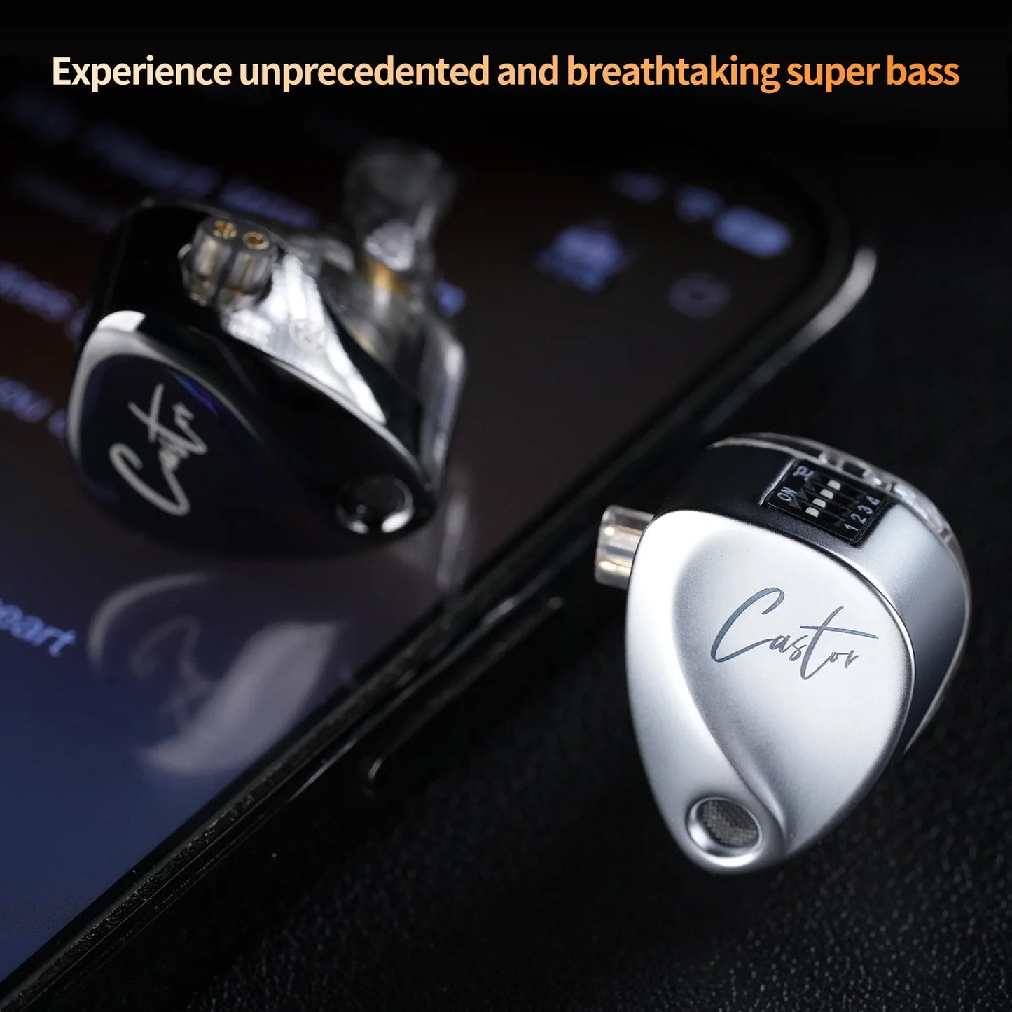 KZ CastorIEM adjustable dual driver subwoofer wired earphones 2PIN-C detachable cable dual dynamic driver wired earphones