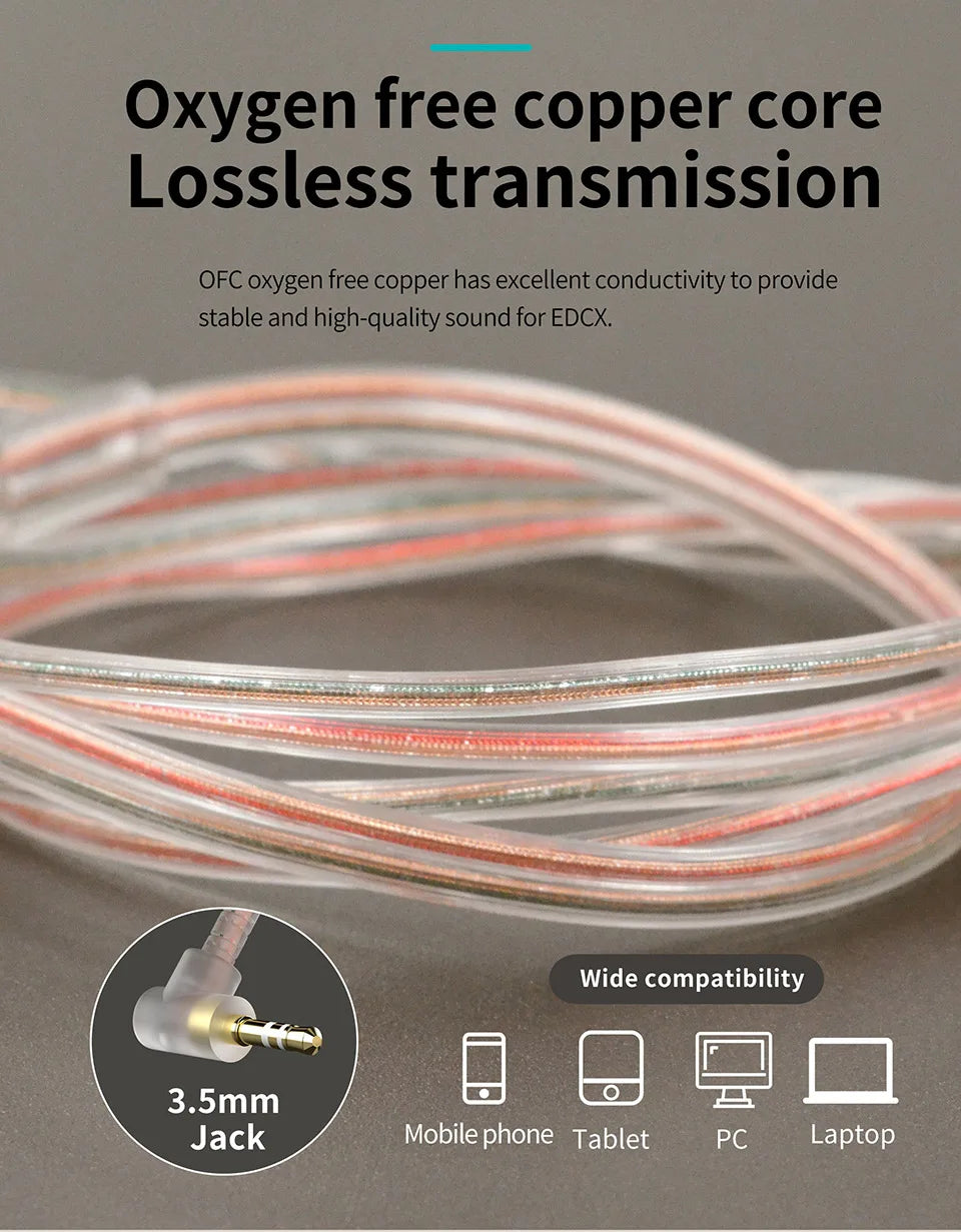 KZ EDCX In Ear Earphones Dynamic Wired Earphones Noise Reduction 3.5mm Plug Stereo Earphones Sports Game Earphones