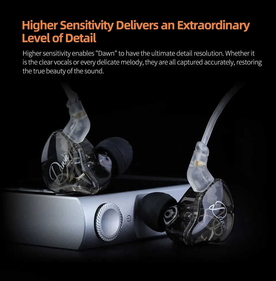 KZ Dawn 10mm Large-Diameter Dynamic Driver Unit In-ear Earphones Hifi Monitor Sound Quality Earbud Silver-plated/OFC Flat Cable