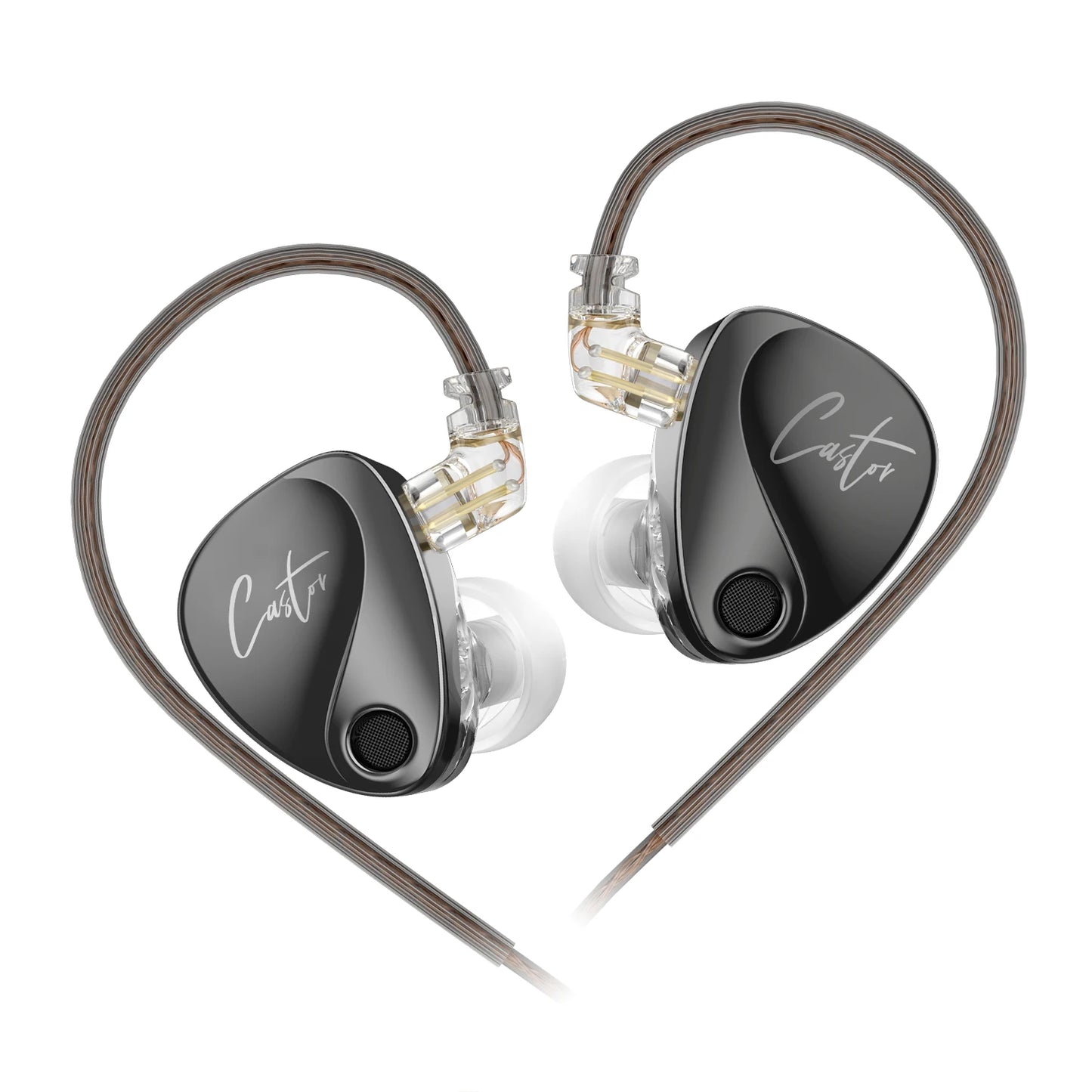 KZ CastorIEM adjustable dual driver subwoofer wired earphones 2PIN-C detachable cable dual dynamic driver wired earphones