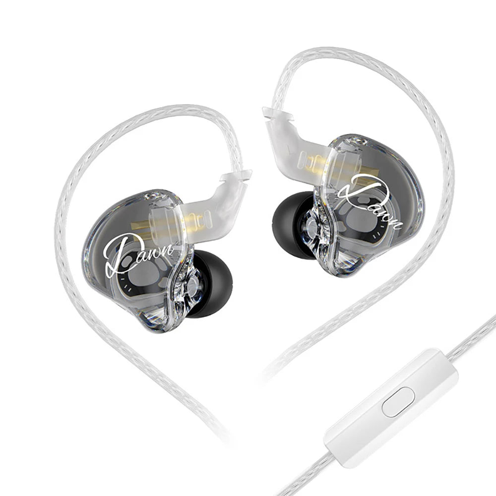 2025 NEW KZ Dawn Wired Headphone In-Ear HiFi IEM Transparent DJ Wired Music Headset Sports Gaming Custom Noise Reduction Earbuds