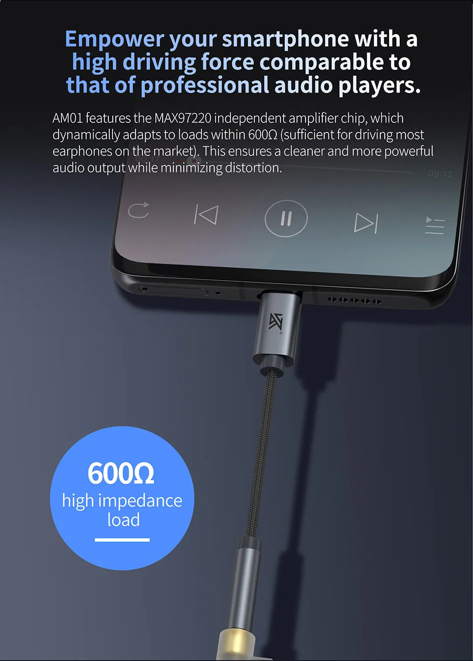 KZ AM01 Type-C audio adapter for 3.5 mm 32-bit/384 kHz Hi-Fi DAC + amplifier IC dual-chip headphone audio cable