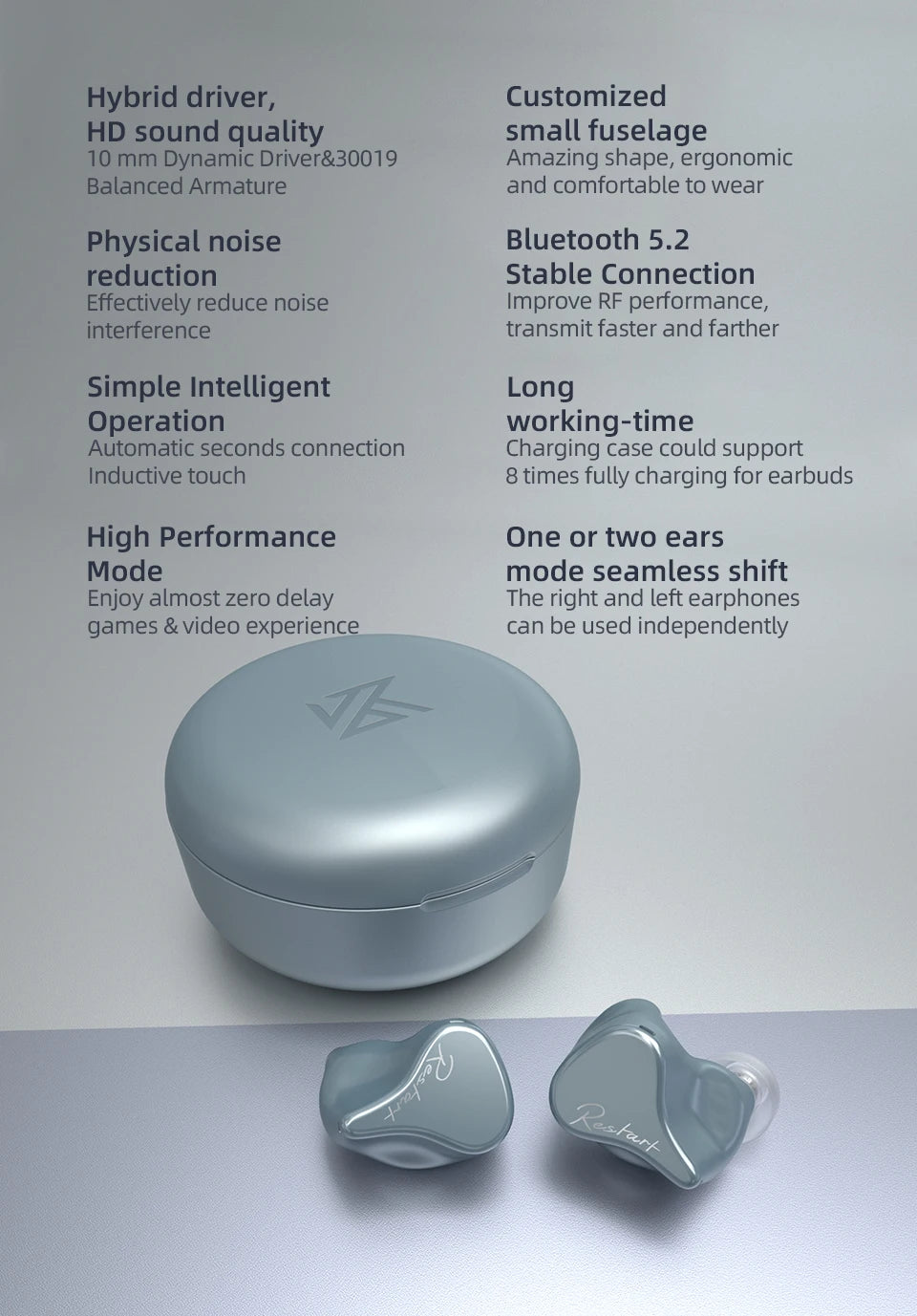 KZ SKS 1DD 1BA Hybrid Earphones  TWS Bluetooth 5.2 Headphone Noise Touch Control Cancelling Sport Music Headsets KZ SA08PRO S2