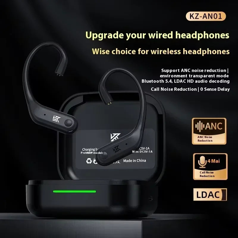 Kz An01 Ear-Hanging Earphone Wireless Bluetooth Active Noise Reduction Portable Earphone Hifi Audio Decoding Custom Muisc Gifts