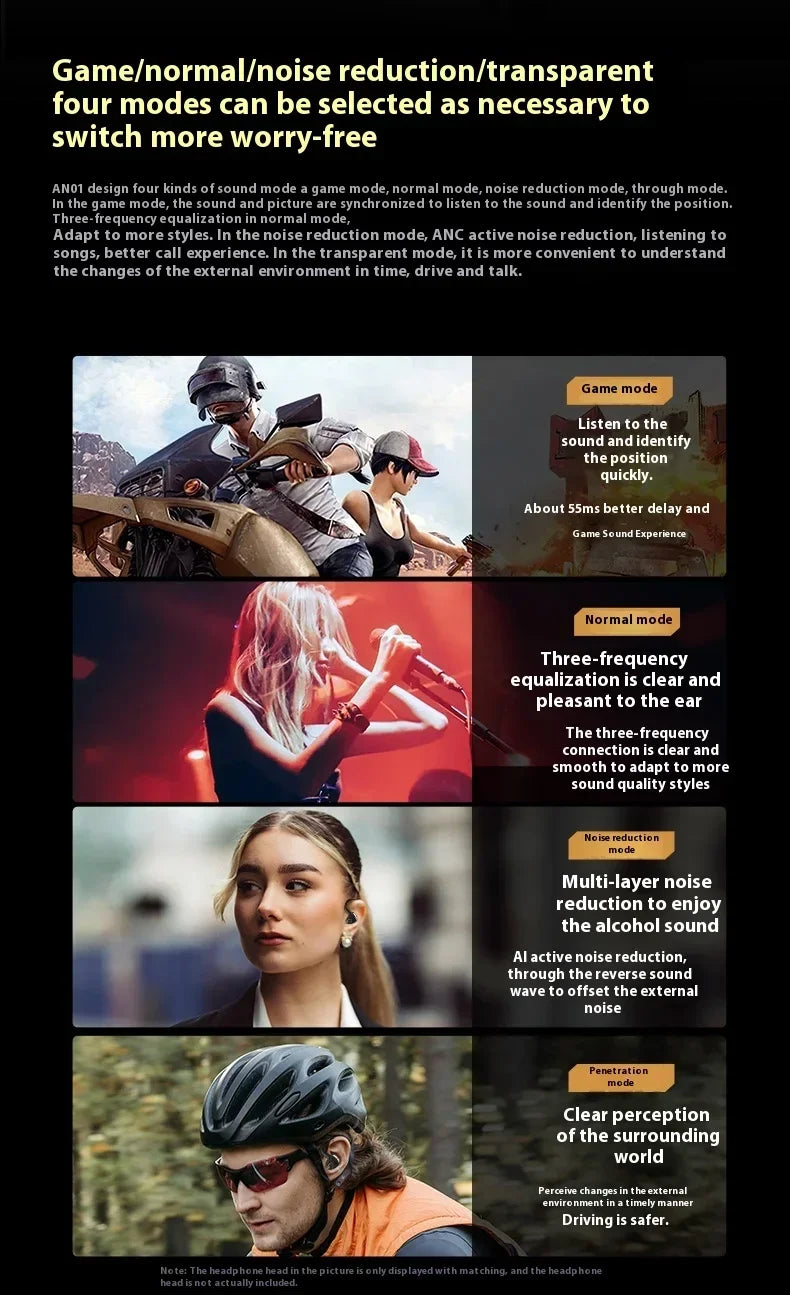 Kz An01 Ear-Hanging Earphone Wireless Bluetooth Active Noise Reduction Portable Earphone Hifi Audio Decoding Custom Muisc Gifts
