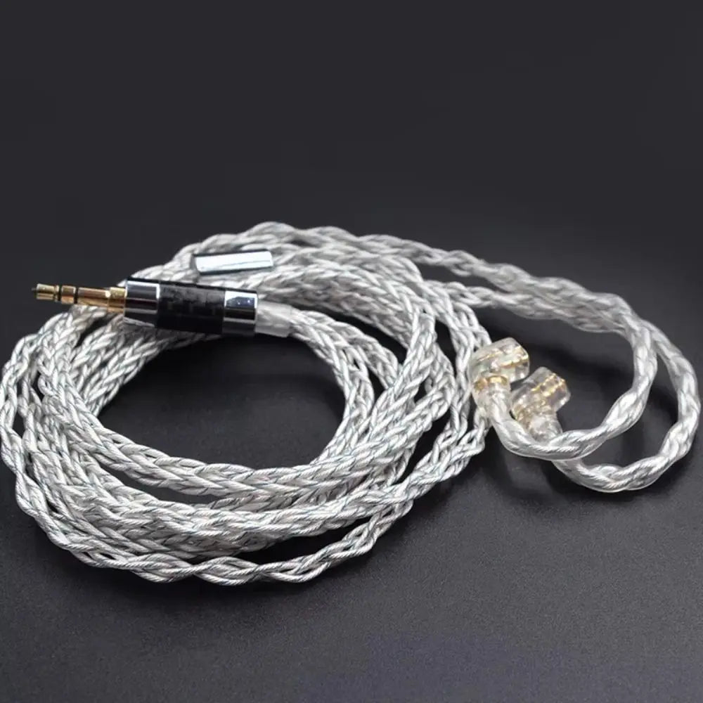 784 Cores KZ Earphones Cable Uparade Cable Silver Plated KZ Headphone Cord Silver Blue Hybrid Replacement Headset Wire KZ