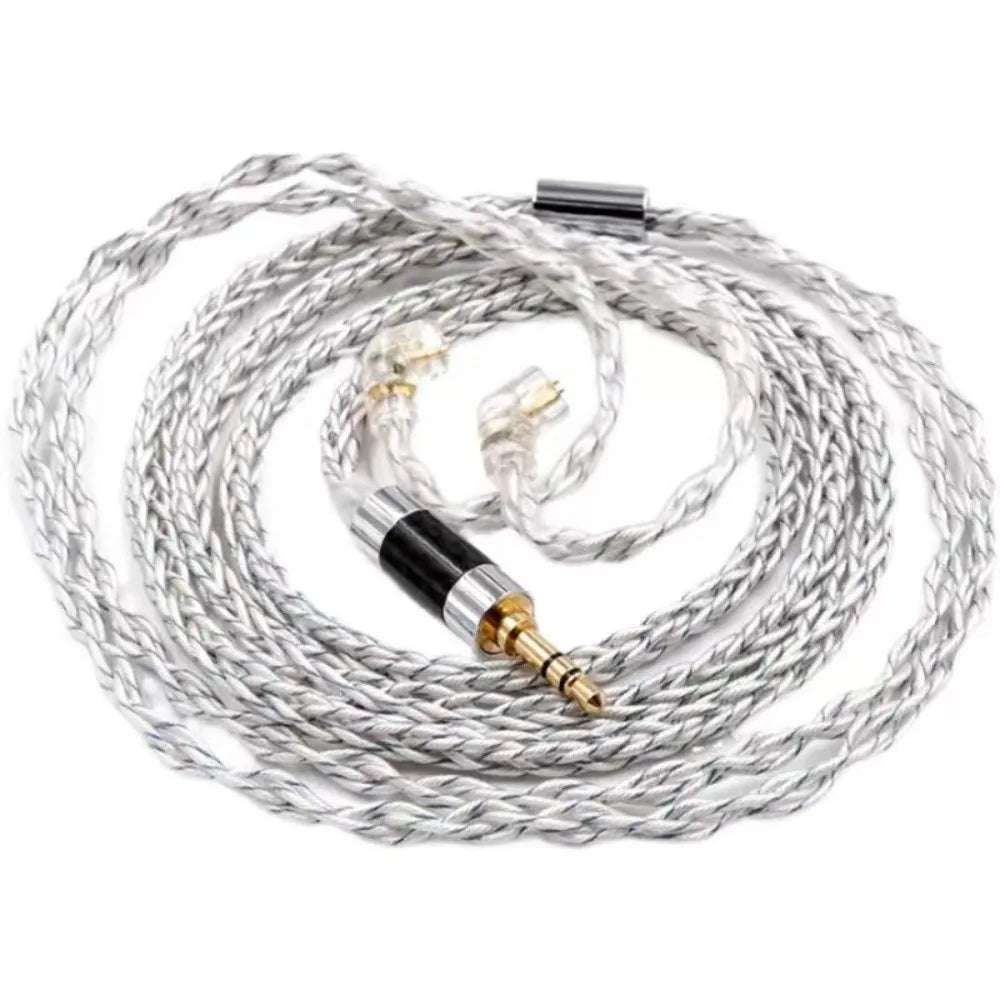 784 Cores KZ Earphones Cable Uparade Cable Silver Plated KZ Headphone Cord Silver Blue Hybrid Replacement Headset Wire KZ