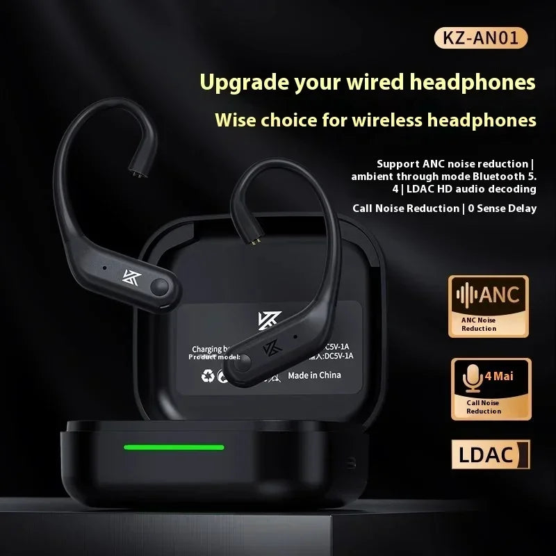 Kz An01 Ear-Hanging Earphone Wireless Bluetooth Active Noise Reduction Portable Earphone Hifi Audio Decoding Custom Muisc Gifts