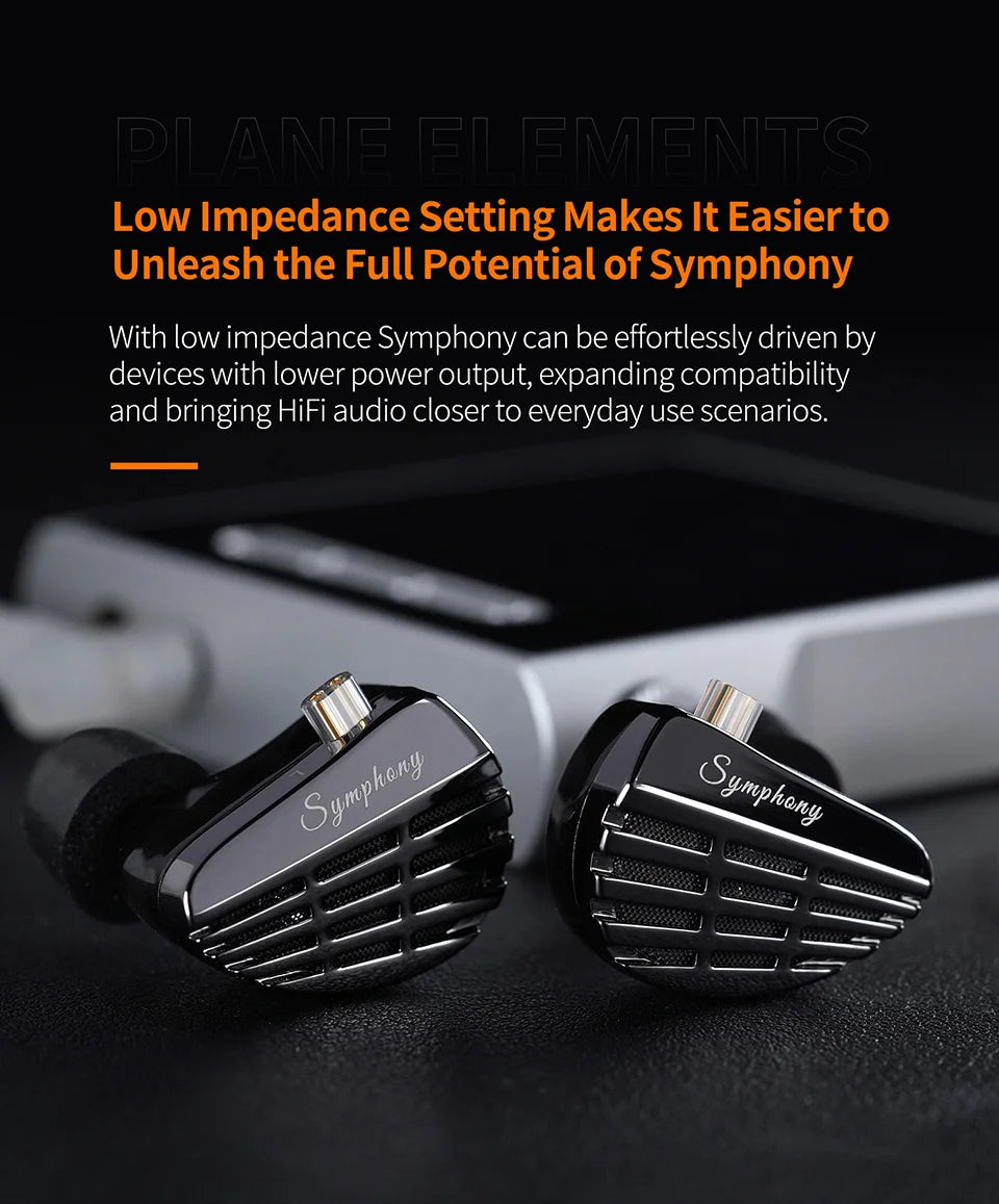 KZ Symphony in Ear Headphones Hybrid 13.2mm Self-developed Planar Driver Wired HIFI Audiophile Earphones DJ Gaming Music Headset