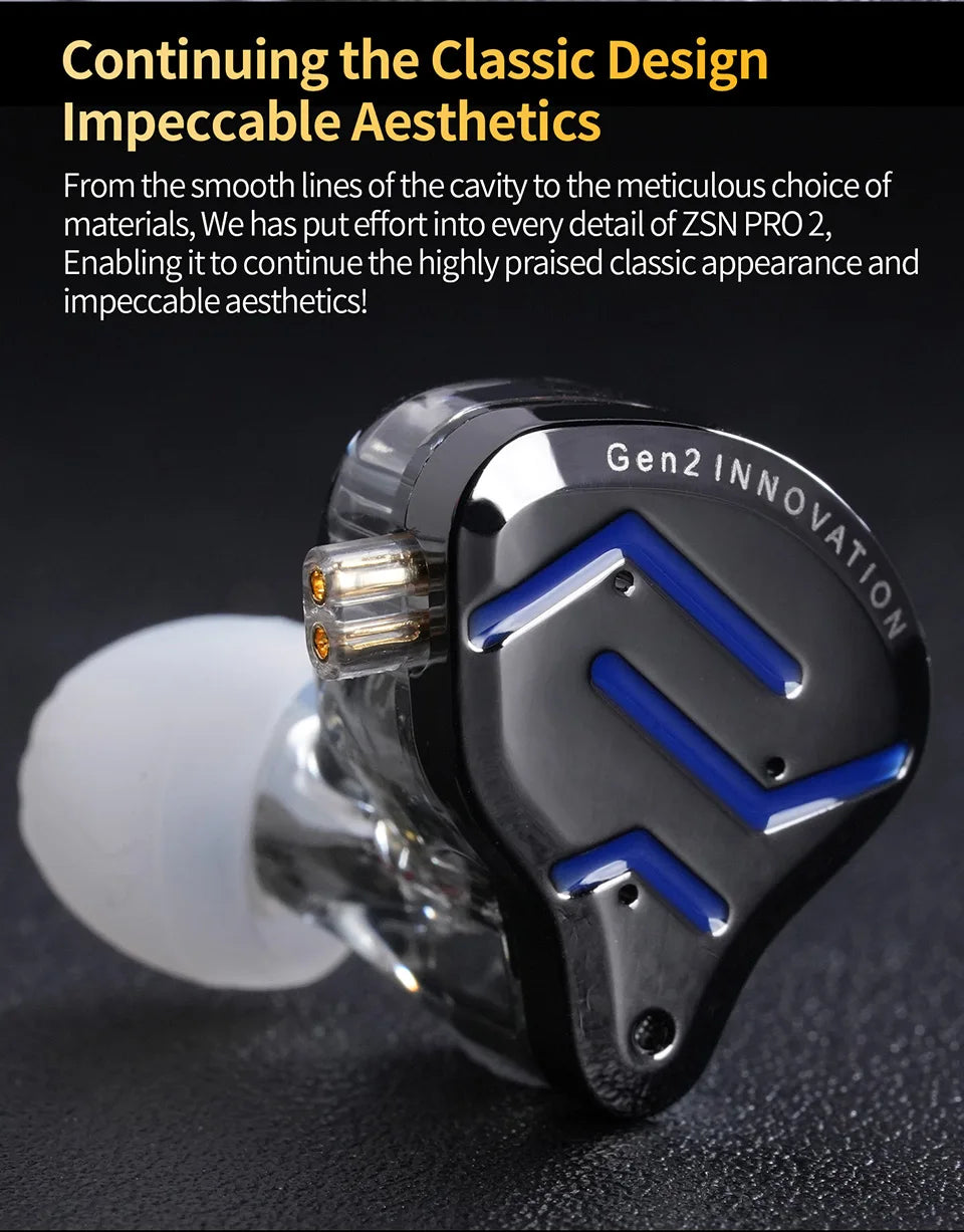 KZ ZSN Pro 2 1BA+1DD Hybrid Driver In Ear Earphone HIFI Bass Earbuds Metal Monitor Earphone Sport Headset  Interchangeable earph