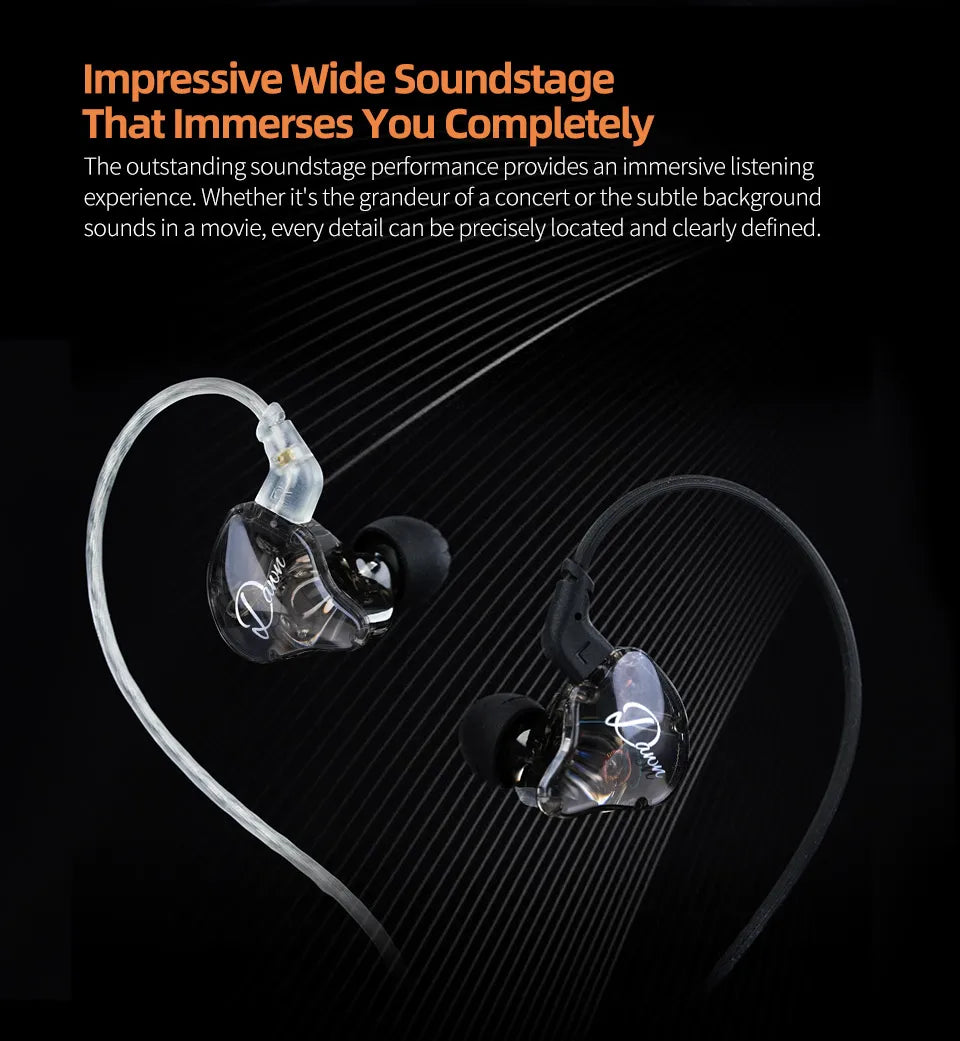 KZ Dawn 10mm Large-Diameter Dynamic Driver Unit In-ear Earphones Hifi Monitor Sound Quality Earbud Silver-plated/OFC Flat Cable
