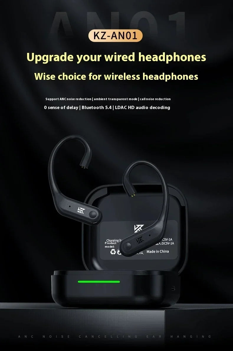 Kz An01 Ear-Hanging Earphone Wireless Bluetooth Active Noise Reduction Portable Earphone Hifi Audio Decoding Custom Muisc Gifts