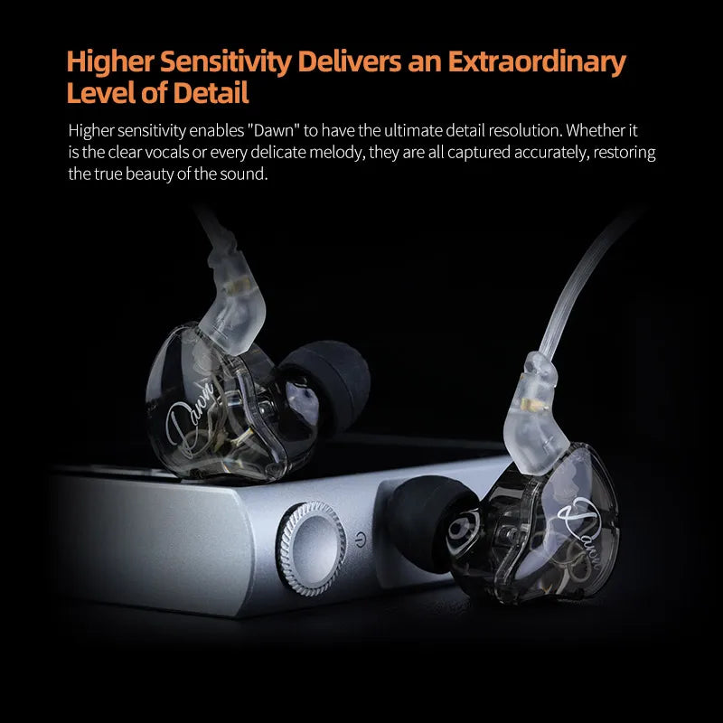 KZ Dawn 10mm Large-Diameter Dynamic Driver Unit In-ear Earphones Hifi Monitor Sound Quality Earbud Silver-plated/OFC Flat Cable