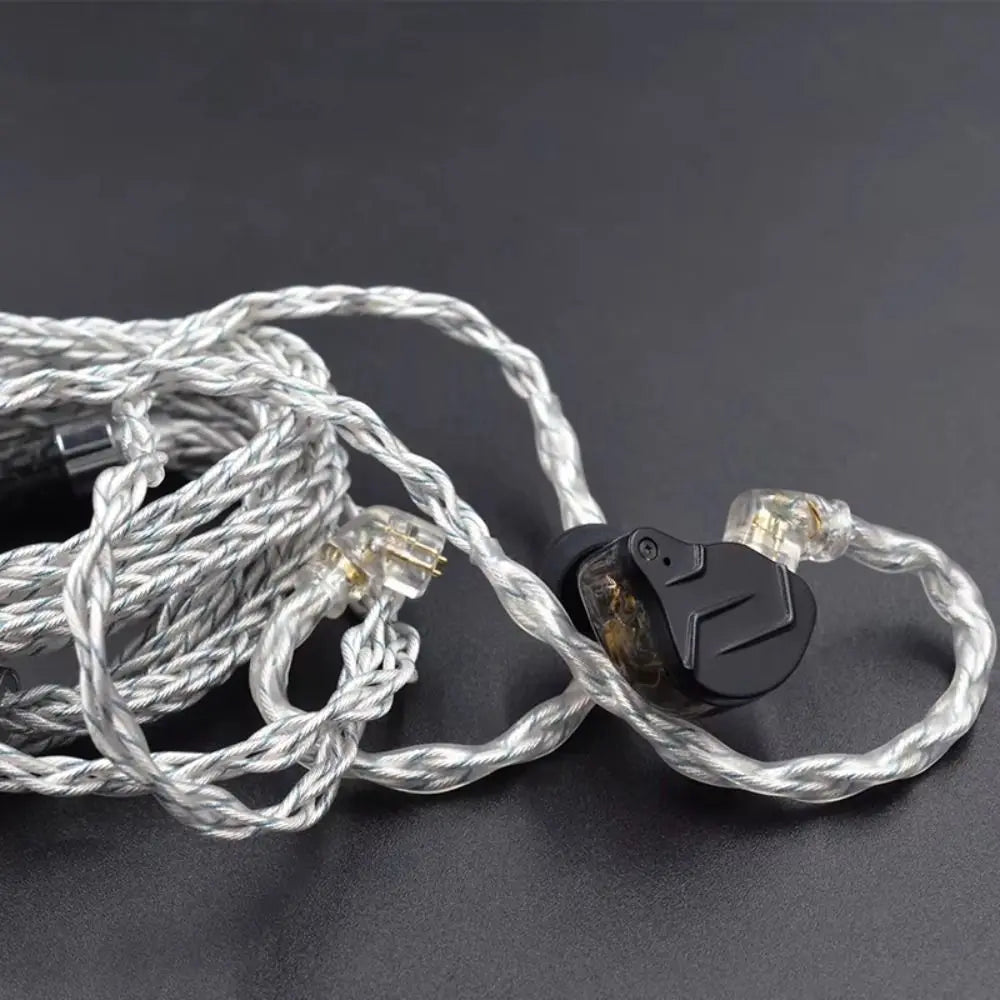 784 Cores KZ Earphones Cable Uparade Cable Silver Plated KZ Headphone Cord Silver Blue Hybrid Replacement Headset Wire KZ