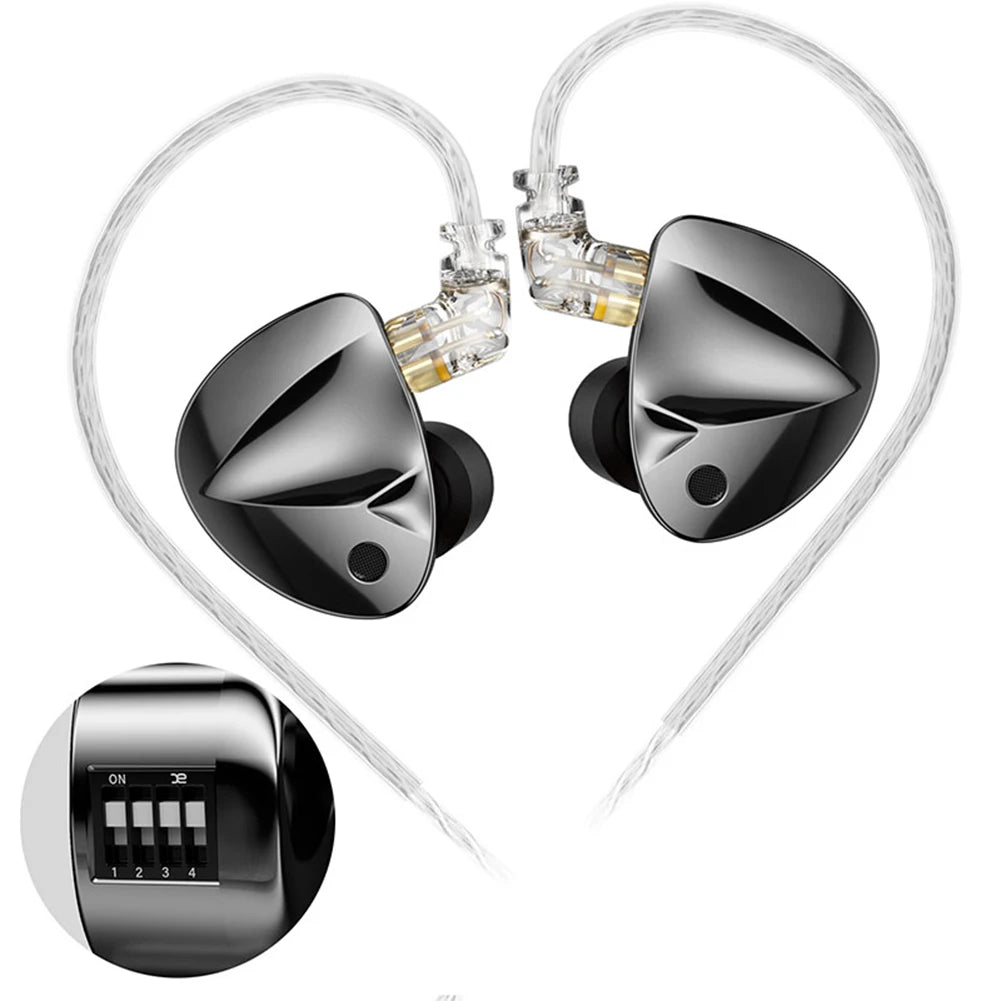 KZ D-Fi Wired Headphones 4-Level CustomizableTuning Switch HiFi Bass Earphone Dynamic In-Ear Monitor Earbuds 3D Stereo Headset