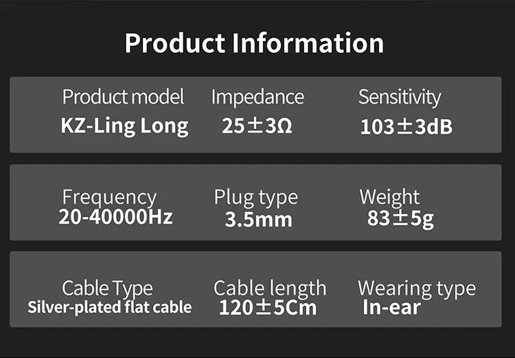 KZ Ling Long  In EarEarphones Dynamic HIFI Bass Earbuds  Monitor Headphones Sport Noise Cancelling Headset KZ EDX PRO ZSX