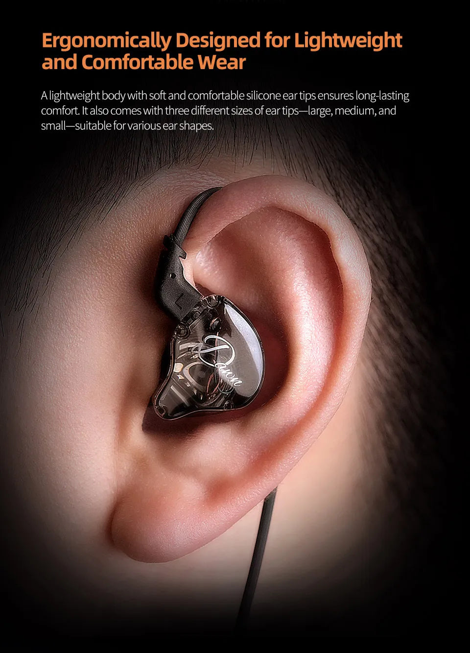 KZ Dawn 10mm Large-Diameter Dynamic Driver Unit In-ear Earphones Hifi Monitor Sound Quality Earbud Silver-plated/OFC Flat Cable