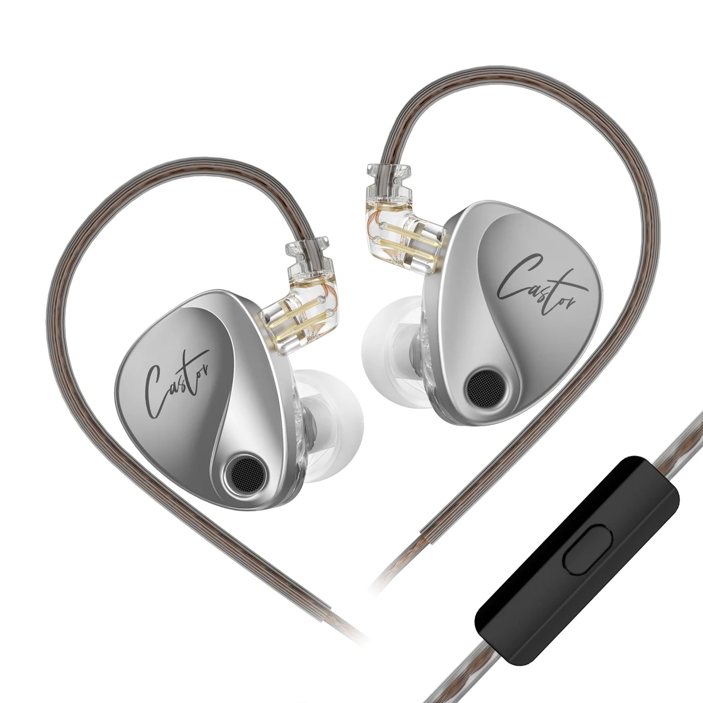 KZ CastorIEM adjustable dual driver subwoofer wired earphones 2PIN-C detachable cable dual dynamic driver wired earphones