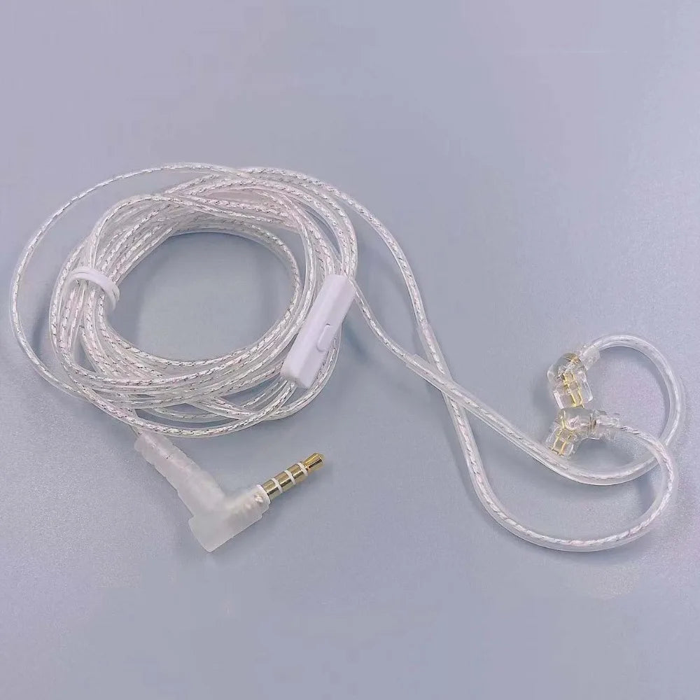 Silver Plated KZ Earphones Cables With Microphone Upgrade Cable KZ Headphones Wire High-Purity In Ear Wired Earphones KZ