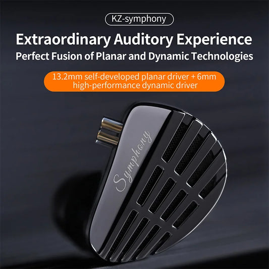 KZ Symphony in Ear Headphones Hybrid 13.2mm Self-developed Planar Driver Wired HIFI Audiophile Earphones DJ Gaming Music Headset