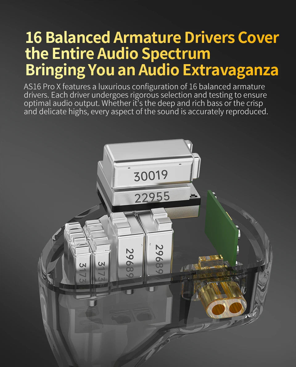 KZ AS16 PRO X in-ear headphones 8 balanced armature headphones three-channel acoustic duct structure HiFi headphones
