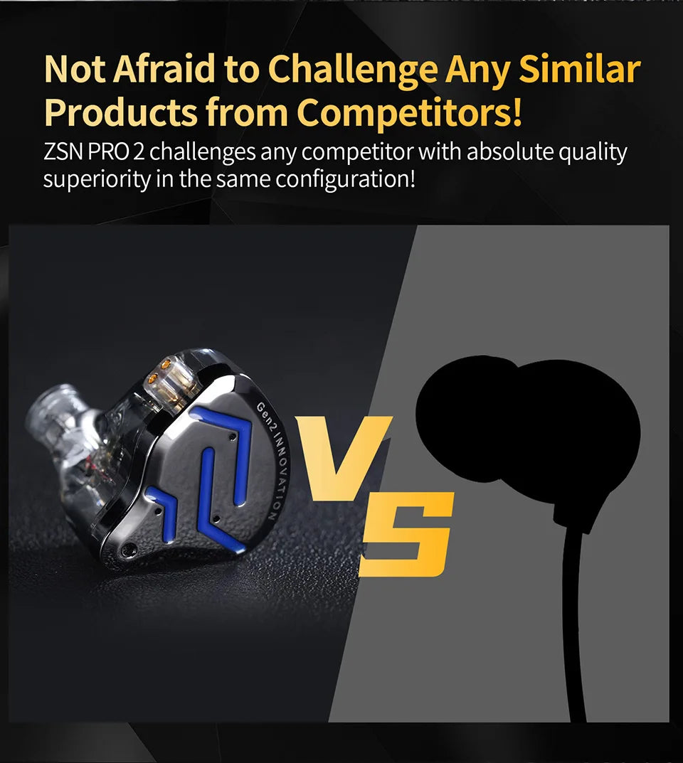 KZ ZSN Pro 2 1BA+1DD Hybrid Driver In Ear Earphone HIFI Bass Earbuds Metal Monitor Earphone Sport Headset  Interchangeable earph